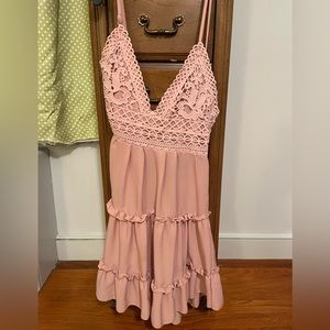 Pink dress, ties in back, size small